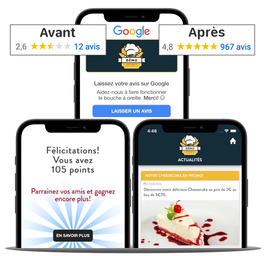 Carte de fidélité dématérialisé qui fait gagner des avis Google