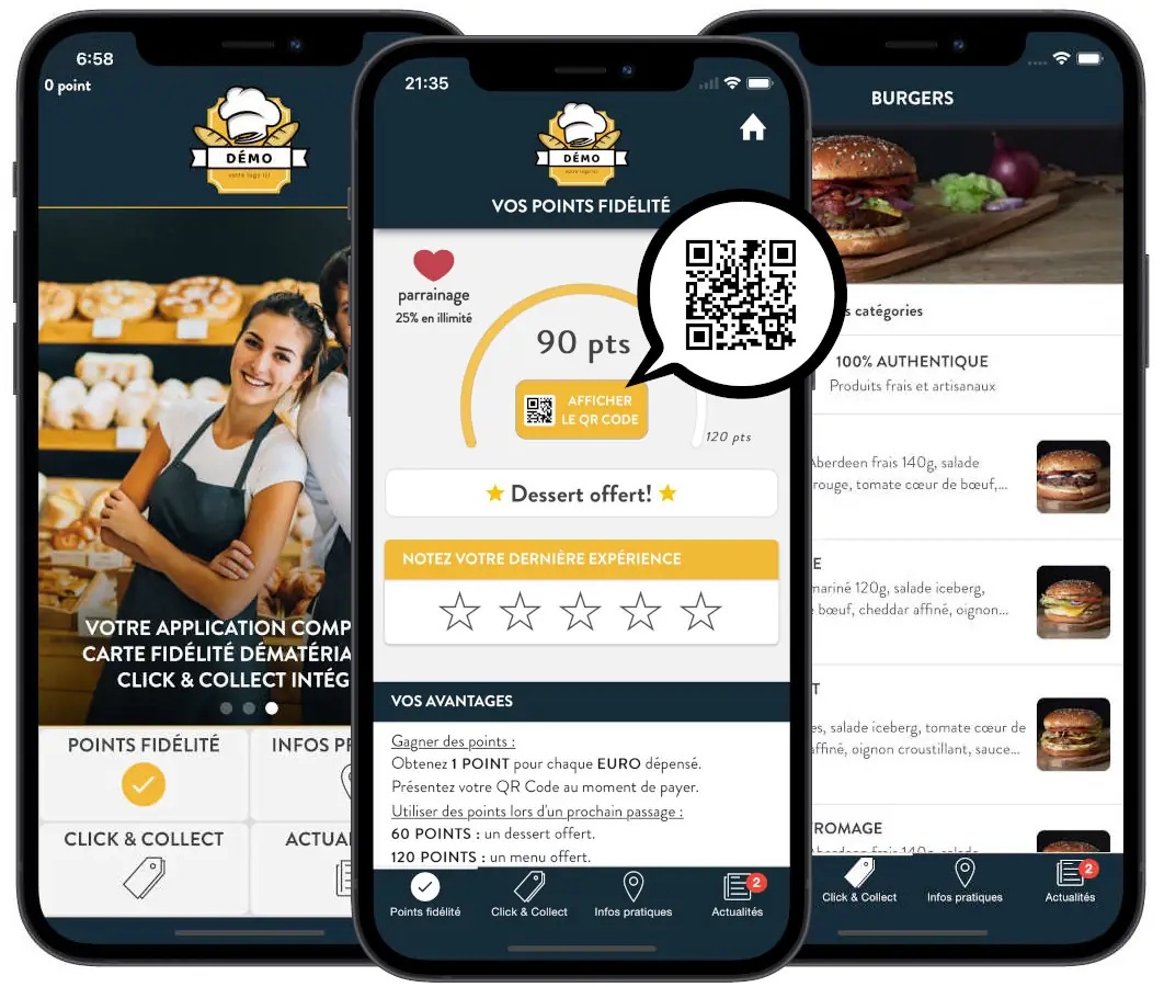Application mobile avec gestion de programme de fidélité dématérialisé