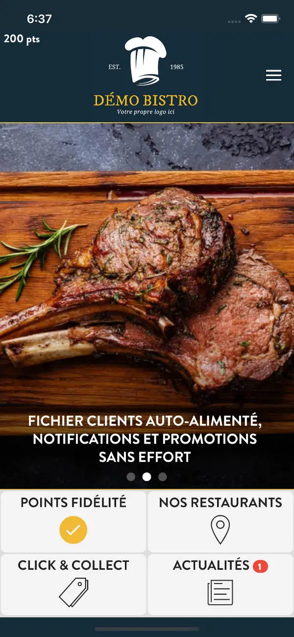 Carte de fidélité dématérialisée pour restaurant