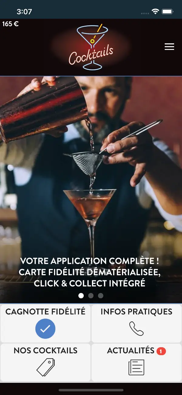 Carte de fidélité dématérialisée pour bar