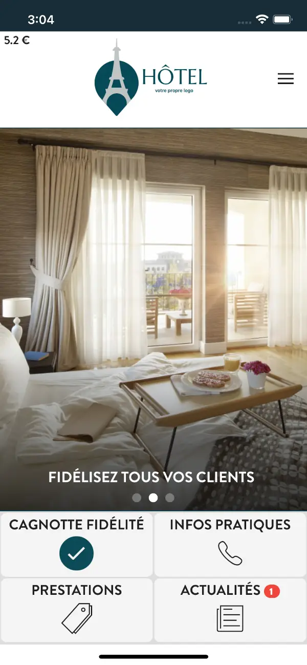 Carte de fidélité dématérialisée pour hotellerie