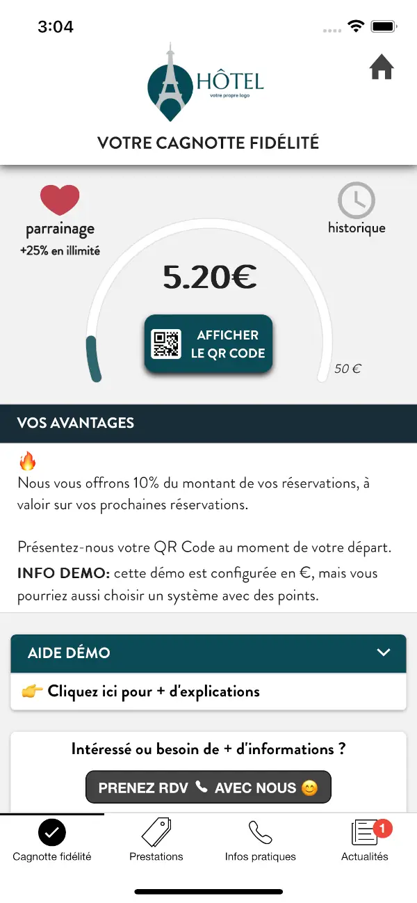 Points de fidélité dématérialisés pour hotellerie
