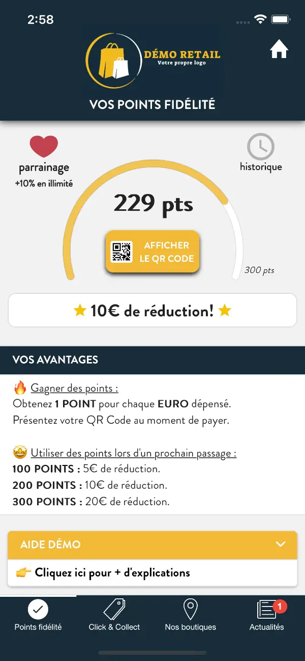 Points de fidélité dématérialisés pour commerçants